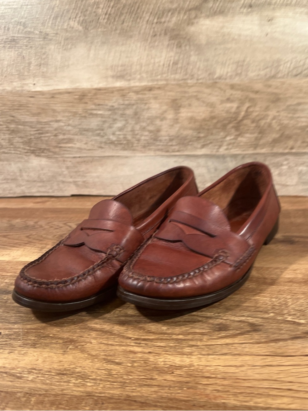 Vintage G.H. Bass Leather Madras Penny Loafers Men’s Size 8 C Narrow Brown